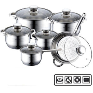 Batería de cocina inox. 12 piezas