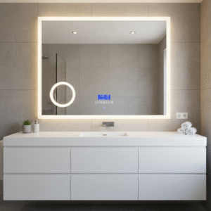 Espejo de baño LED con altavoces y antivaho